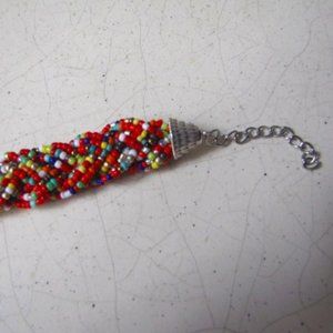 Multi Strand Braided Glass Bead Bracelet 8 in NWT